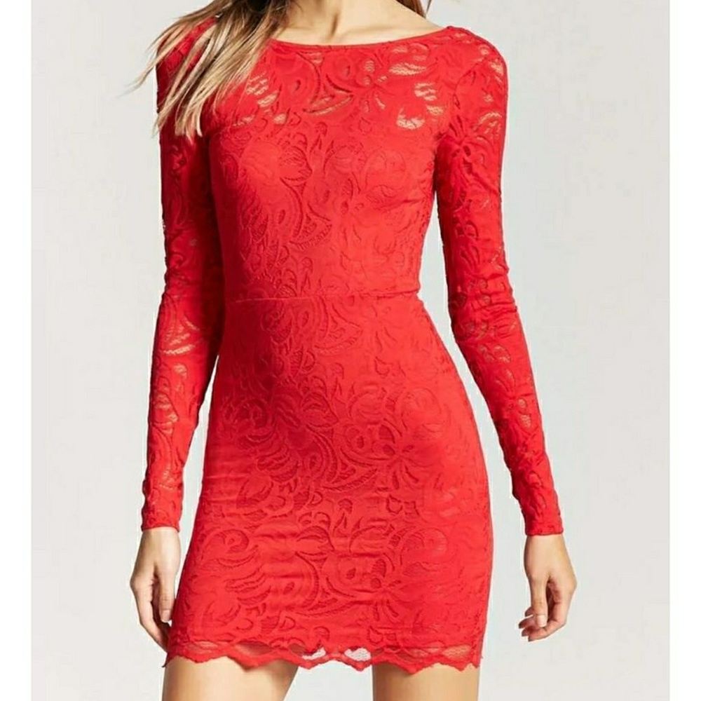 Sexy red lace dress